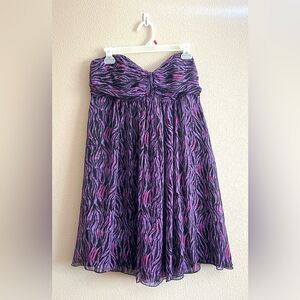 Express Vintage 100% Silk Chiffon Strapless Dress